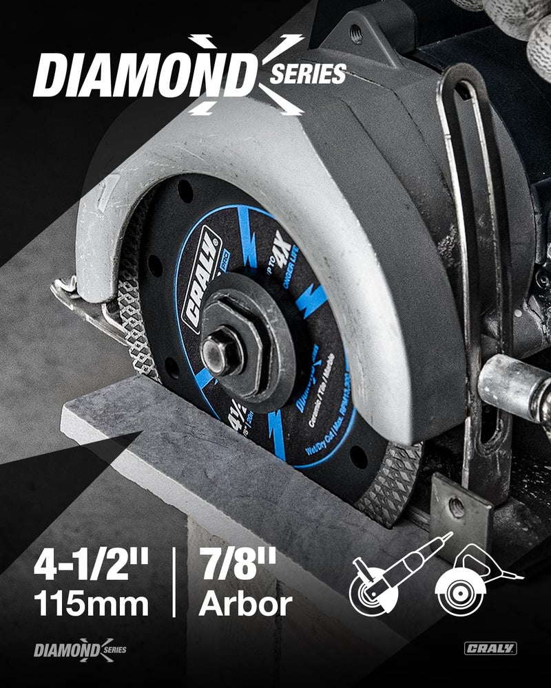 CRALY 4-1/2 Inch Super Thin Diamond Blade, 7/8 in Arbor, 4.5'' Diamond Tile Blade for Angle Grinder & Tile Saw, Diamond Cutting Wheel for Cutting Ceramic, Tile, Marble, Granite, Brick, Porcelain, 2PC - Image 2